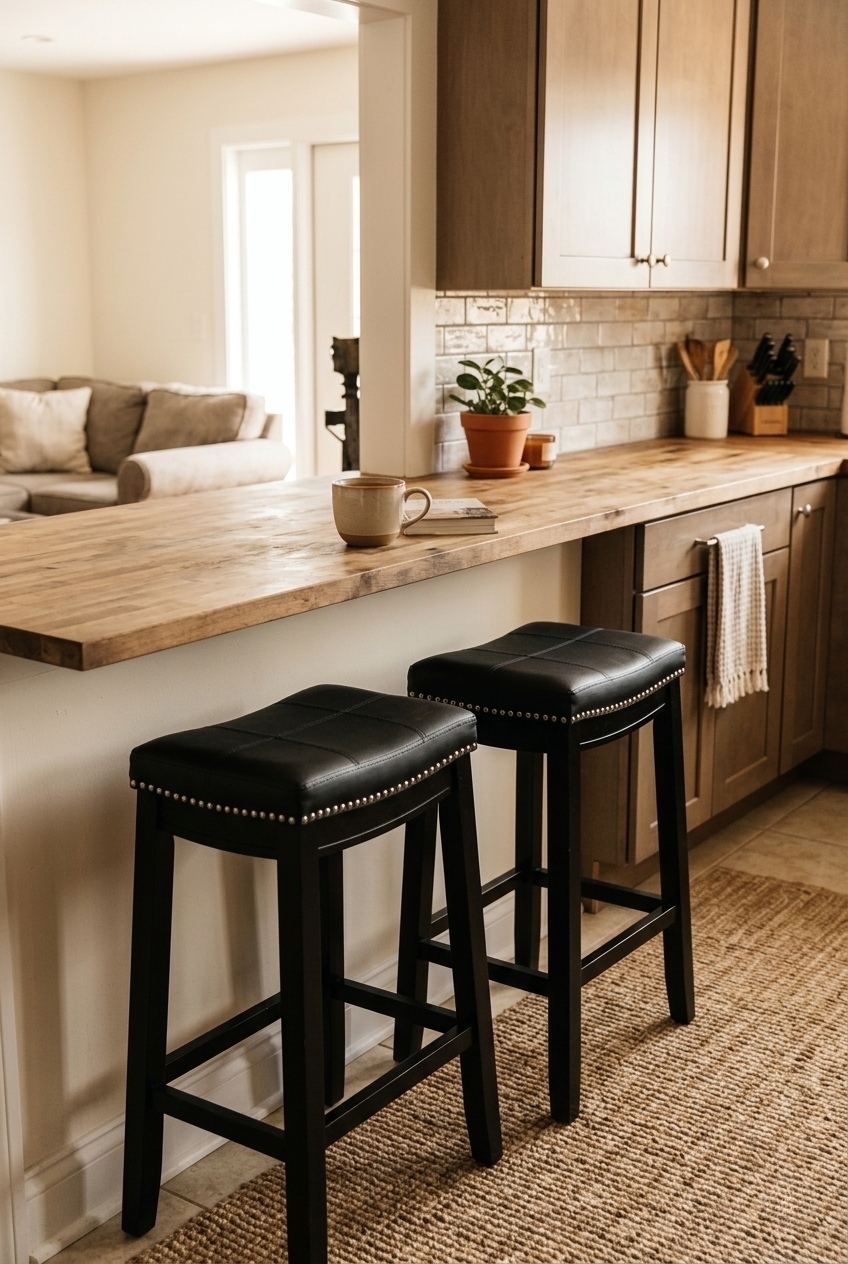 Lark Manor Arlyce 265 Solid Wood Backless Counter Stool With Vegan Leather Upholstered Seat W009699890