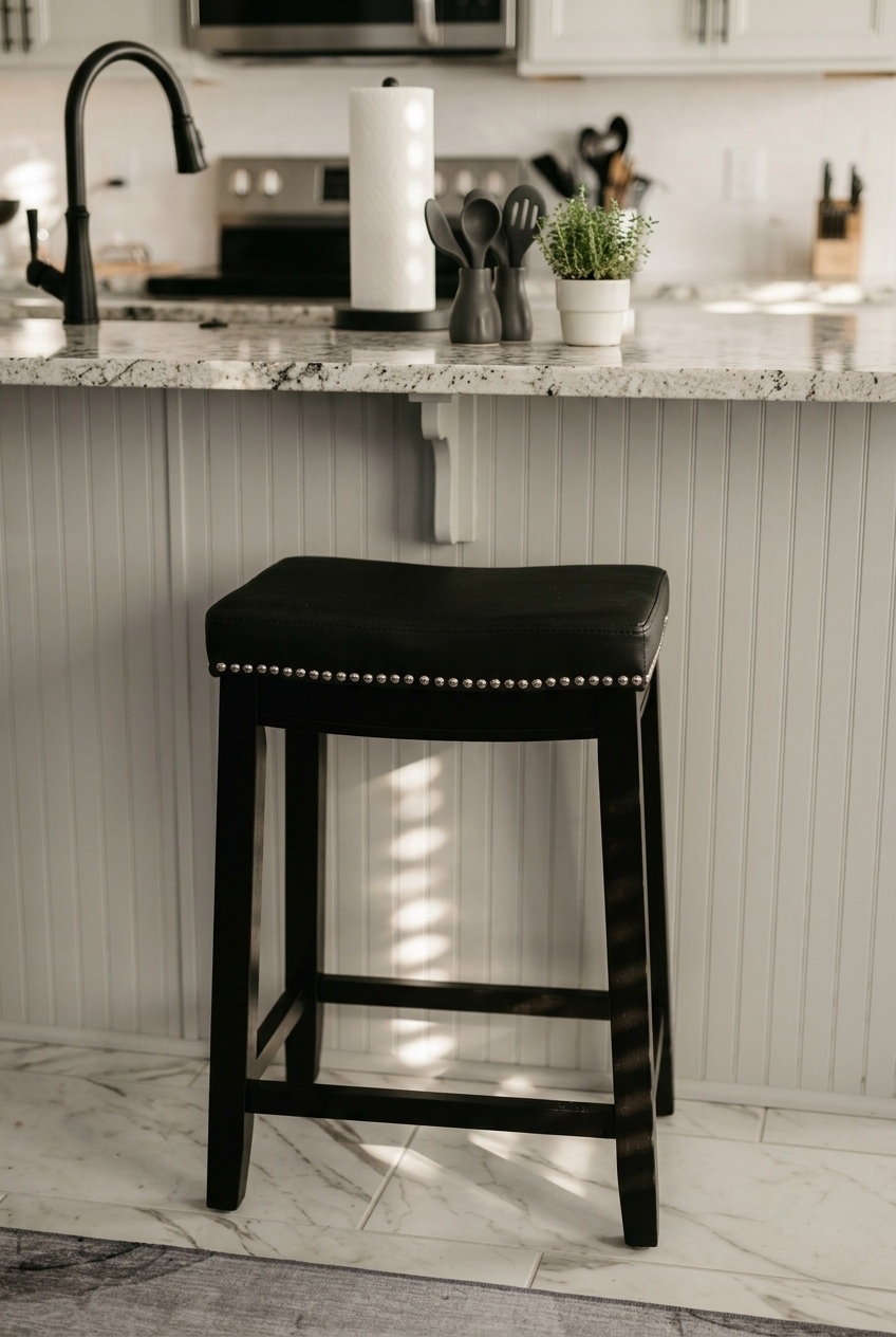 Lark Manor Arlyce 265 Solid Wood Backless Counter Stool With Vegan Leather Upholstered Seat W009699890