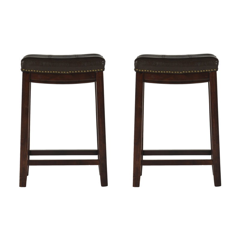 Lark Manor Arlyce 265 Solid Wood Backless Counter Stool With Vegan Leather Upholstered Seat W009699890