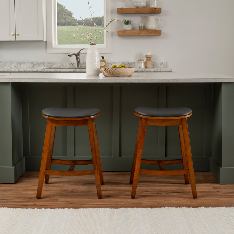 George Oliver Nafeesa Cushioned Faux Leather Counter Stool W111937090