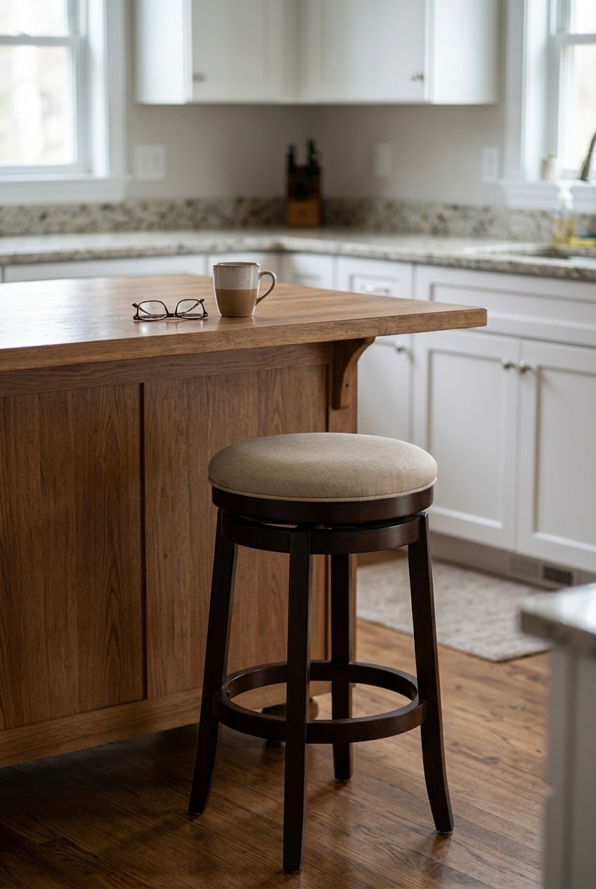 The Warm Wood Swivel Stool Giving Kitchen Islands the Ultimate Cozy Upgrade