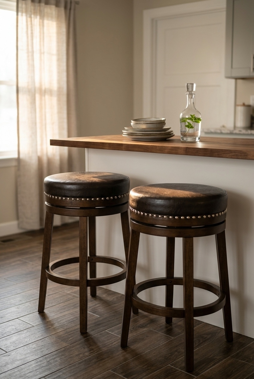 The Warm Wood Swivel Stool Giving Kitchen Islands the Ultimate Cozy Upgrade